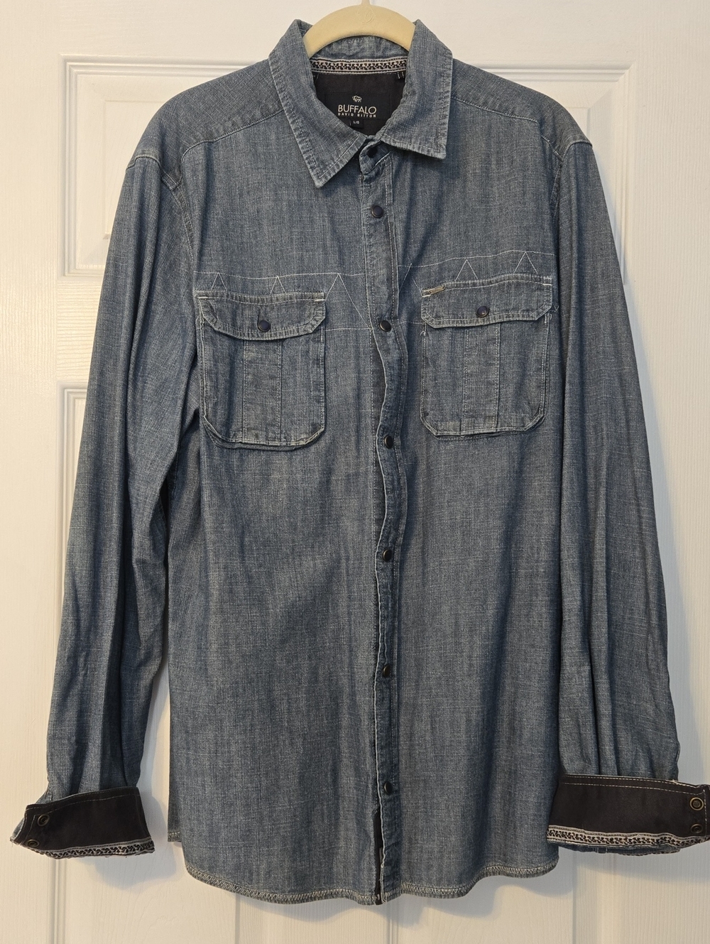 Vintage Buffalo David Bitton Denim-Style Chambray Shirt in Light Blue